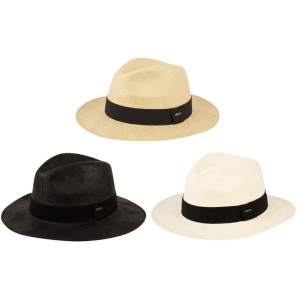 Unisex Black Panama Style Straw Paper Hat - Picture 2 of 3